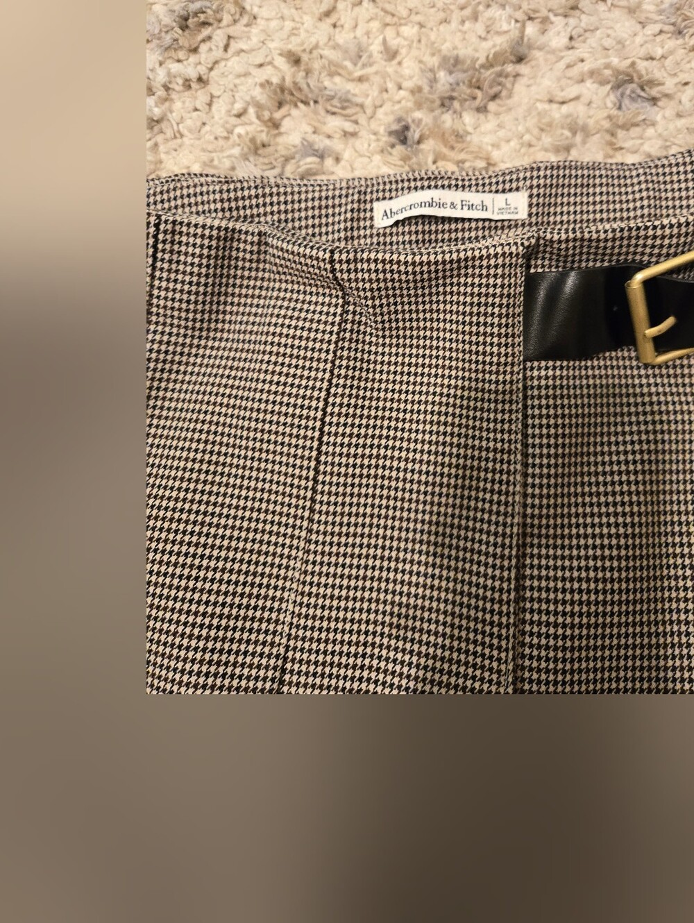 Abercrombie & Fitch Hardware Pleated Wrap Mini Skort Houndstooth Size L - Picture 6 of 10